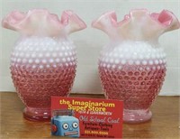 1940s Fenton Cranberry opalescent hobnail