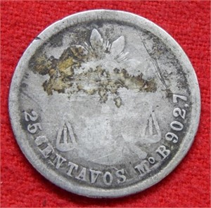 1876 Mexico Silver 25 Centavos