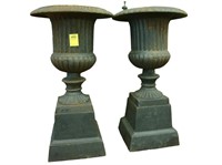 Pair of large classical cast iron planters on