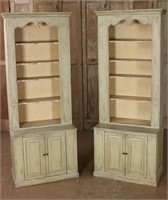 Pair French Provincial Painted Bookcases