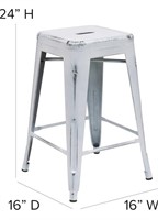 $107 24in High  White Metal Counter Height Stool