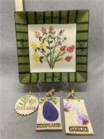 Herb Serving Tray And Carol Koenig Clay Plaques
