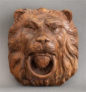 Carved Wood Lion's Masque, 20th C
