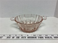 5.5 in pink glass bowl with handles