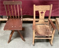 Vintage Child’s Swivel Office Chair & a Rocker