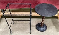 Vintage Wrought Iron Table, Wood/Metal Table