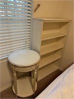 Painted Wood Occasional Table + Bookshelf