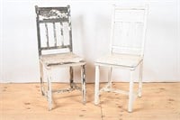 Antique Distressed Straight Back Chairs
