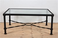 Black Wrought Iron & Glass Top Coffee Table