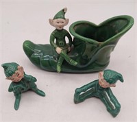 (H) Vintage Treasure Craft Green Pixie Elf Sprite