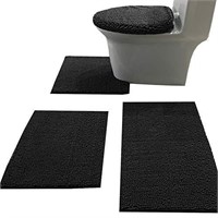 Madeals Chenille Bath Rug Set 4 Piece with Toilet