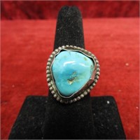 Turquoise silver Navajo ring.