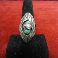 Turquoise silver Navajo ring.