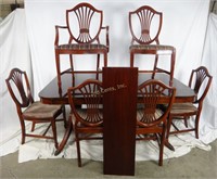 Antique Claw Foot Dining Table W/ 6 Padded Chairs