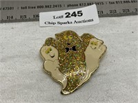 Vintage Enamel Ghost Glitter Halloween Brooch Pin