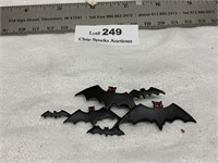Vintage Red Eyes Bats Halloween Brooch Pin