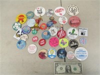 Lot of Vintage Pinback Buttons - Novelty, Causes