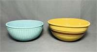 2 Vtg Bowls, Weller 11”, Turquoise 9”, both are