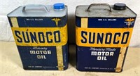 2pcs- SUNOCO motor oil cans- two gallon