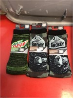 3 pair Pug licensed socks-2 Smokey, 1 Mountain