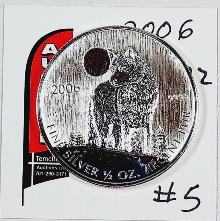 2006  $1 Canada  1/2 oz .9999 Silver Wolf