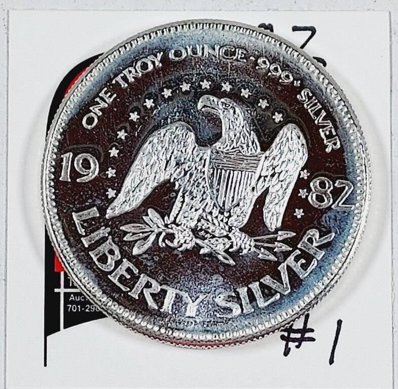 1982  Liberty  One troy ounce .999 silver round