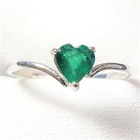 Certified 10K  Emerald(0.4ct) Ring