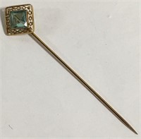 10k Gold Stick Pin With Blue Stone