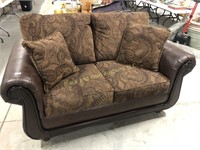 Brown Leather Look Loveseat, Immaculate