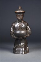 Chinese Bronze Cast Figure of Kneeling Boy