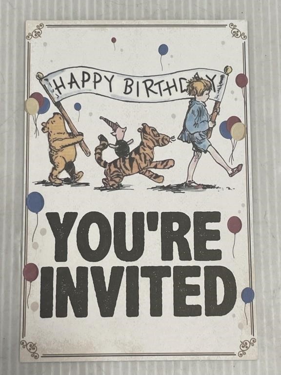 vintage style winnie the pooh birthday invitations