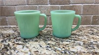 Two Vintage Jadeite Fire King Mugs. Both are