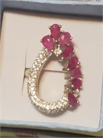Sterling silver 925 ring sz7.5 real diamonds ruby