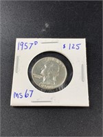 1957 D silver quarter high mint state
