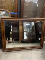 Large Mirror W/ Plastic Wood Looked Frame Solid