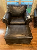 Ashley Leather Chair and Ottoman- EXCELLENT