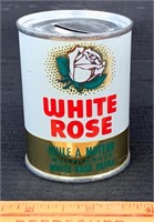 NEAT VINTAGE WHITE ROSE MOTOR OIL CAN - SMALL
