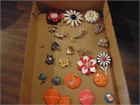 flat full of Costume Pins and Jewelry