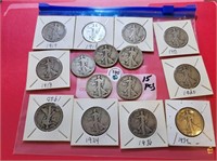 15 Pcs Walking Liberty Half Dollar