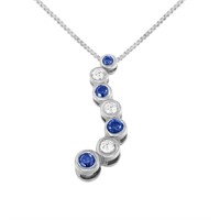 14k Gold 1.00ct Blue & White Diamond Necklace