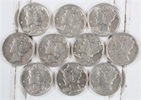 (10) Assorted Mercury Dimes (UNC)