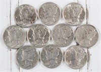 (10) Assorted Mercury Dimes (UNC)