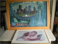 Pittsburgh/France Montage (45x32) and Angel Print