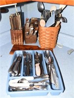 Large Qty of flatware and kitchen utensils to