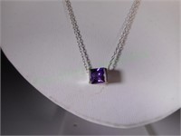 Modern Sterling Silver purple ice pendant and neck
