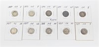 10 SEATED LIBERTY DIMES - 1887 to 1891