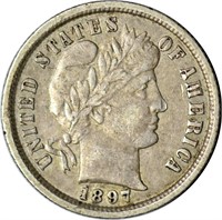 1897 BARBER DIME - XF