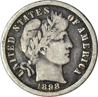 1898-S BARBER DIME - VG/FINE - DARK