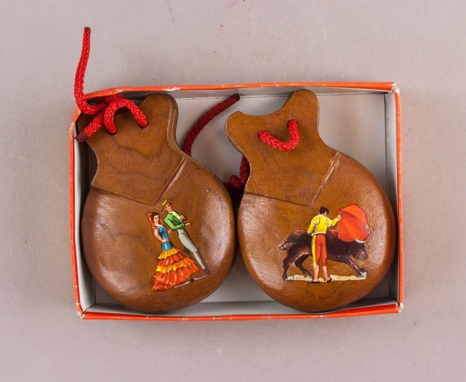 Spanish Vintage Wooden Jale Castanets 2pc