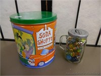 Soda Shoppe Tin w/3 Blister pack Toys + Marbles